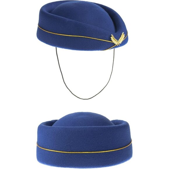 Flight Attendant Costume Accessories Navy Blue Hat Scarf Gloves Aviator Sunglass